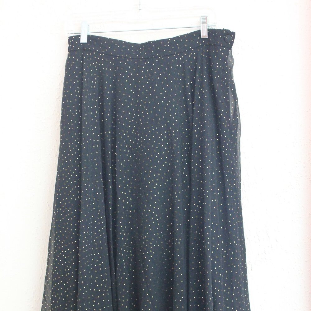 #419 Black Skirt with Gold Polkadots Size 16